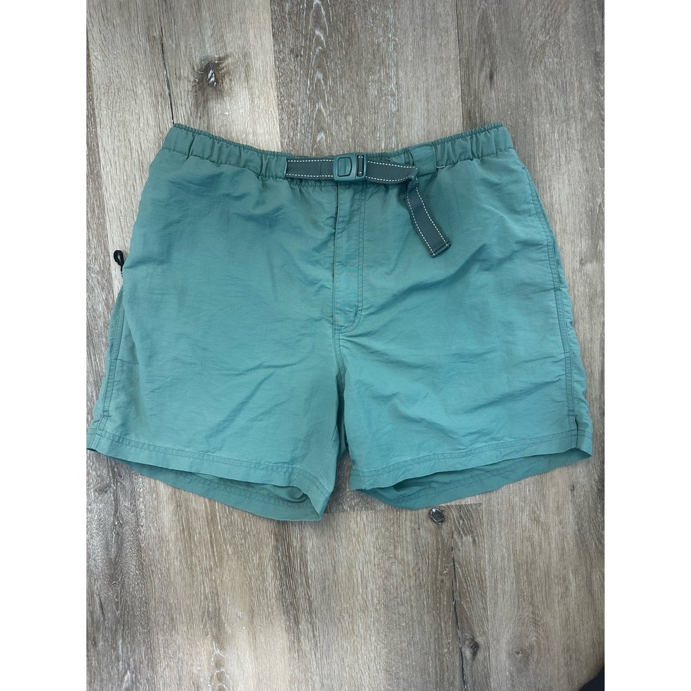 Lands End Swim Trunks Mens Large 36-38 Teal Elastic Waist Lined Beach Shorts